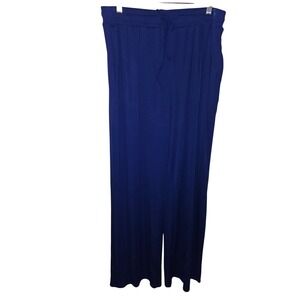 Comfortable Women's Blue Wide Leg Lounge‎ Pants Drawstring Waist